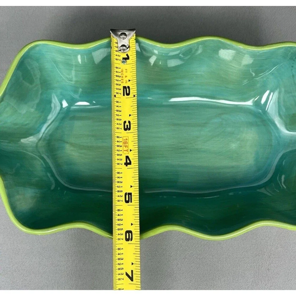 Southern Living at Home Gail Pittman Hand-Painted Ruffled Bowl Provence Green